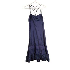 Free People Long Blue Wrinkled Styled Dress